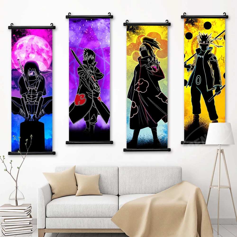 Wall Artwork Anime Canvas Naruto Painting Hatake Kakashi Picture Uzumaki Print Namikaze Minato Poster Hanging Scrolls Home Decor