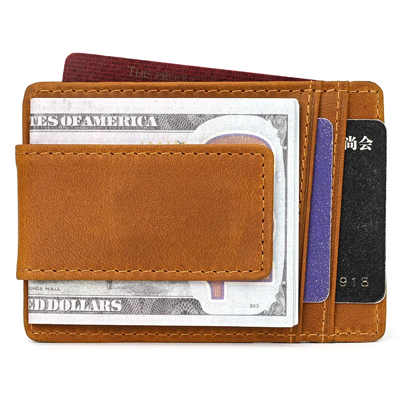 

Card holder luxury brand designer money clip purse for woman man small wallets genuine leather credit card ID Cash Bill Holder