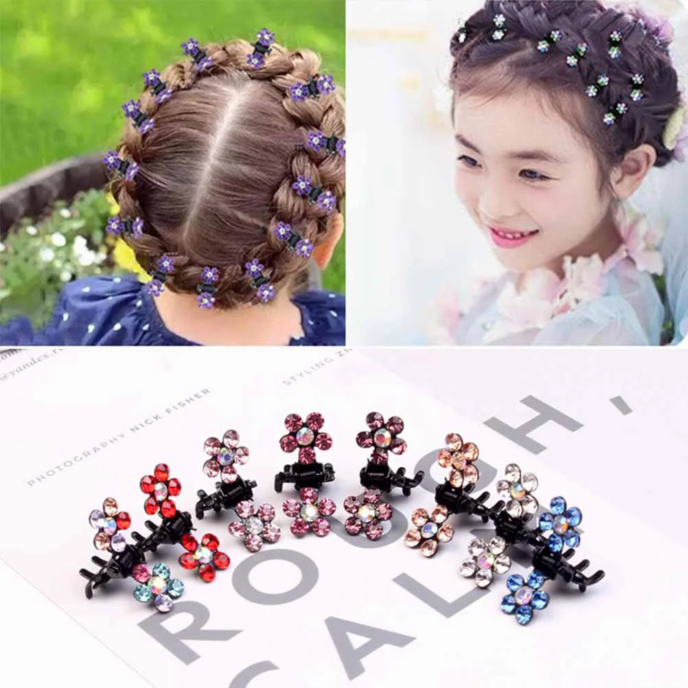 96pcs Mini Hair Clips Plum Flower Crystal Hair Pin Claw Clip Pretty Hair Accessories for Kids Women Girls