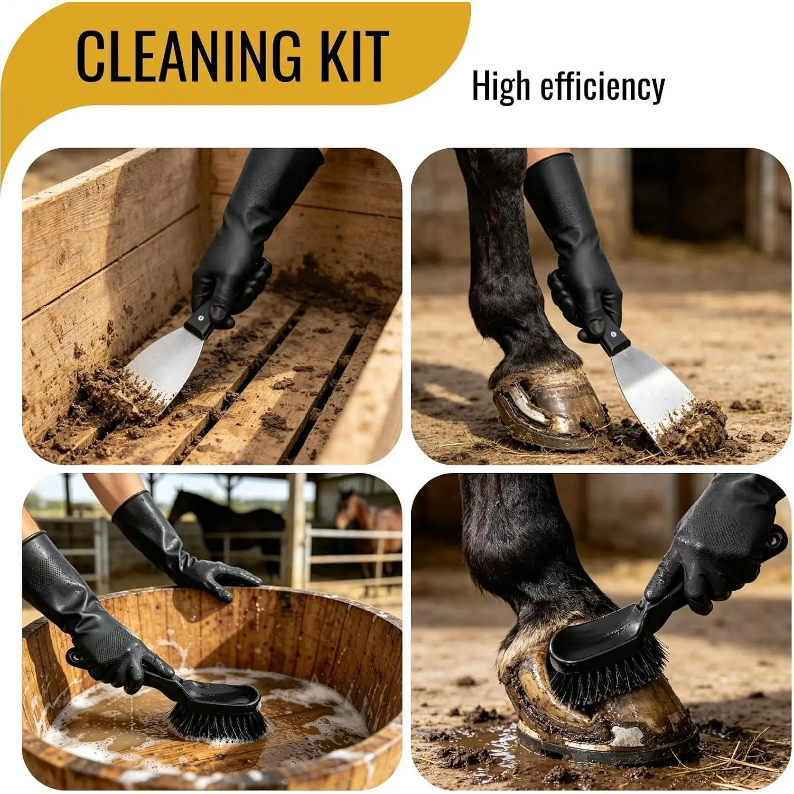 Horse Bucket Brush Heavy-Duty Non-Slip Handle Cleaning Scrubber Water Trough Cleaner Brush For Livestock Cattle Cow Calf Sheep