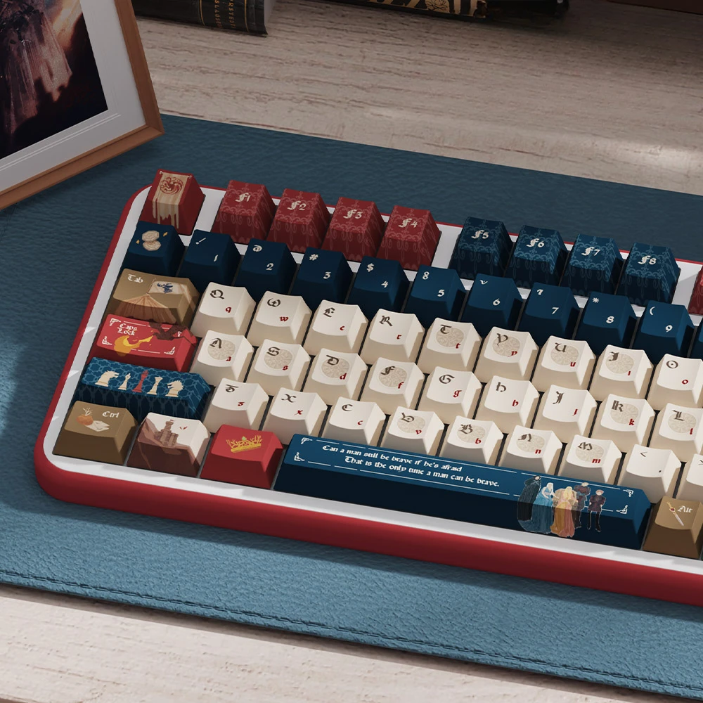 

Тема Winter Is Coming, колпачок для клавиш с вишневым профилем, 138/158 клавиш, колпачки для клавиш с термосублимацией из ПБТ, креативная механическая крышка для клавиатуры в стиле ретро