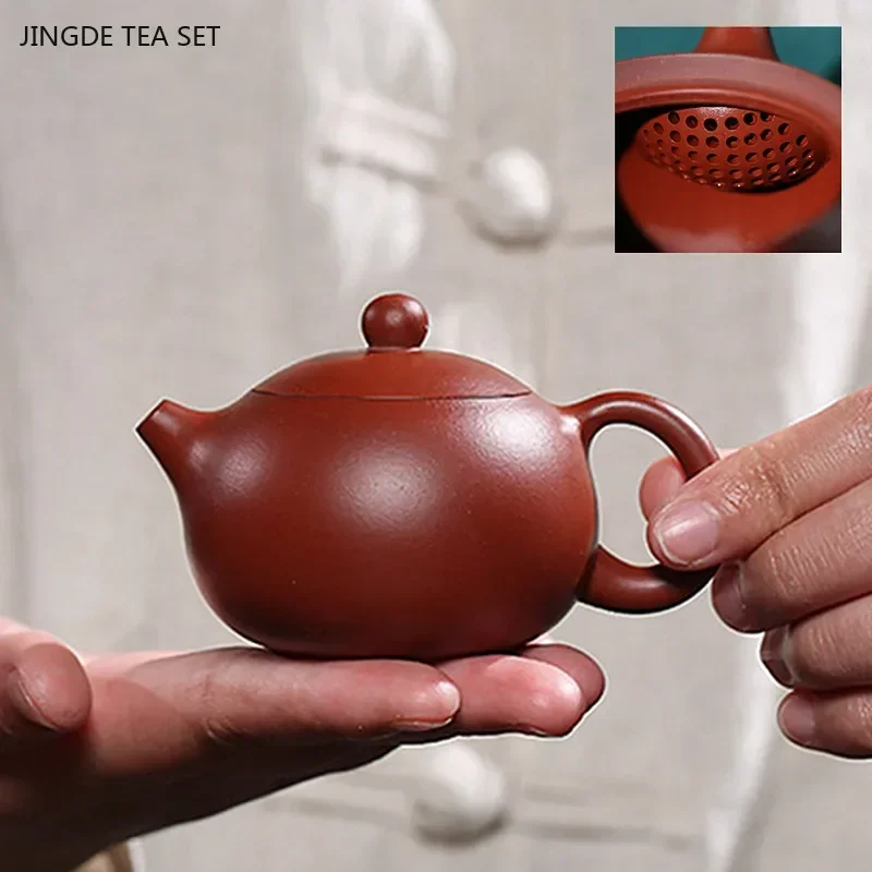 90ml Yixing Purple Clay Teapots Ball Hole Filter Xishi Tea Pot Famous Dahongpao Beauty Kettle Handmade Zisha Tea Set Customized