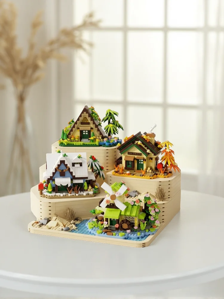 479-teiliges Waldhütten-Mini-Bausteinset Stadtansicht Gewächshaus Windmühle Baumhaus DIY-Modell Geburtstagsgeschenk