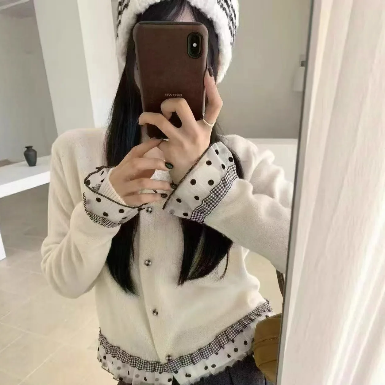 เสื้อสเวตเตอร์ถักไหมพรมสไตล์เกาหลี แต่งผ้าลูกไม้สีสันสดใส ทรงหลวม สบายๆ สำหรับผู้หญิง แฟชั่นลำลอง ฤดูใบไม้ร่วง ฤดูหนาว