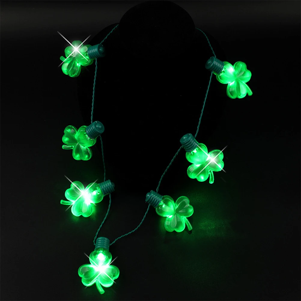 

2 Pcs Luminous Necklace Shamrock Glowing for Festival Party Necklaces Flash Patrick's Day