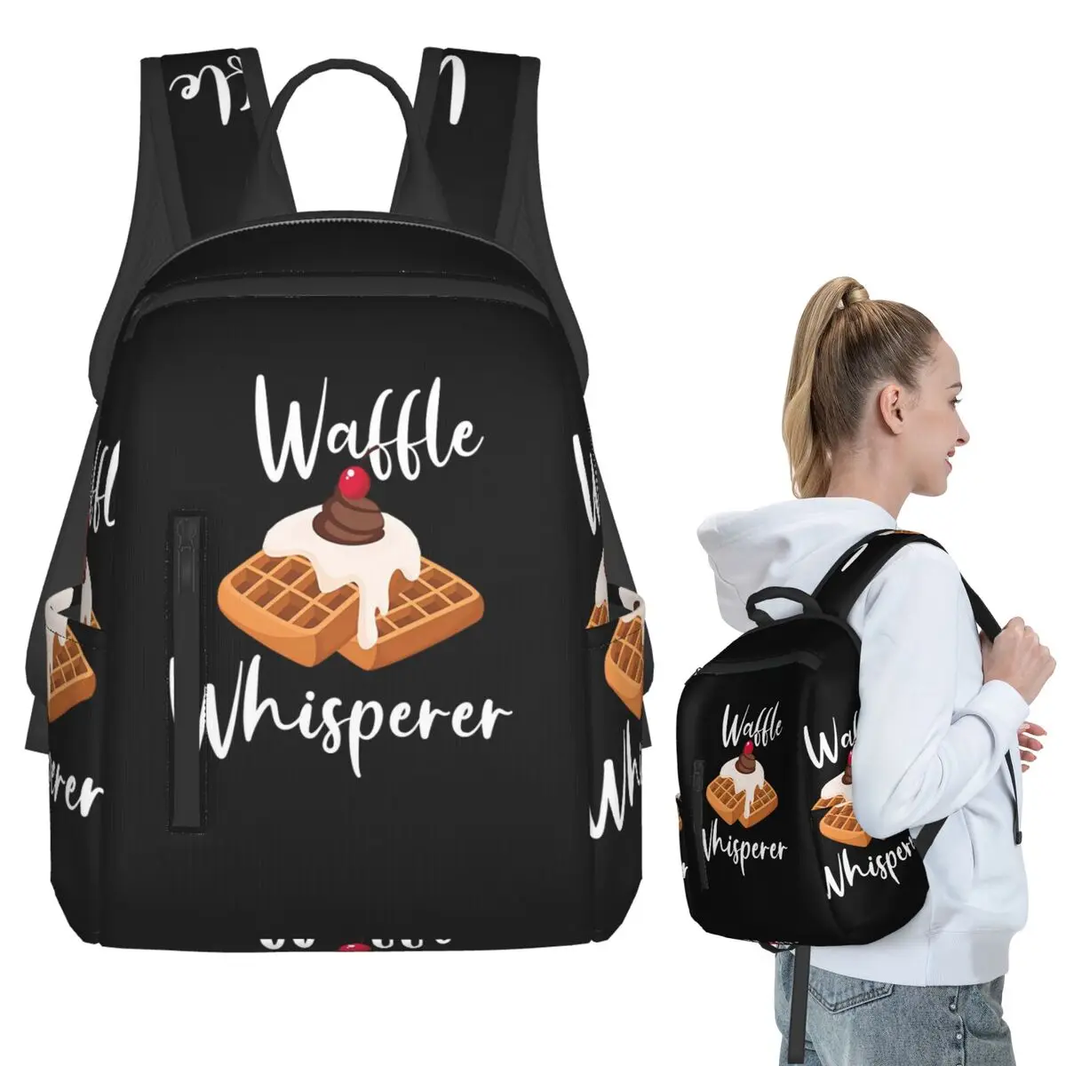 

Waffle Whisperer Backpack Student BookBag Children School Bag Computer Shoulder Bags Men Women