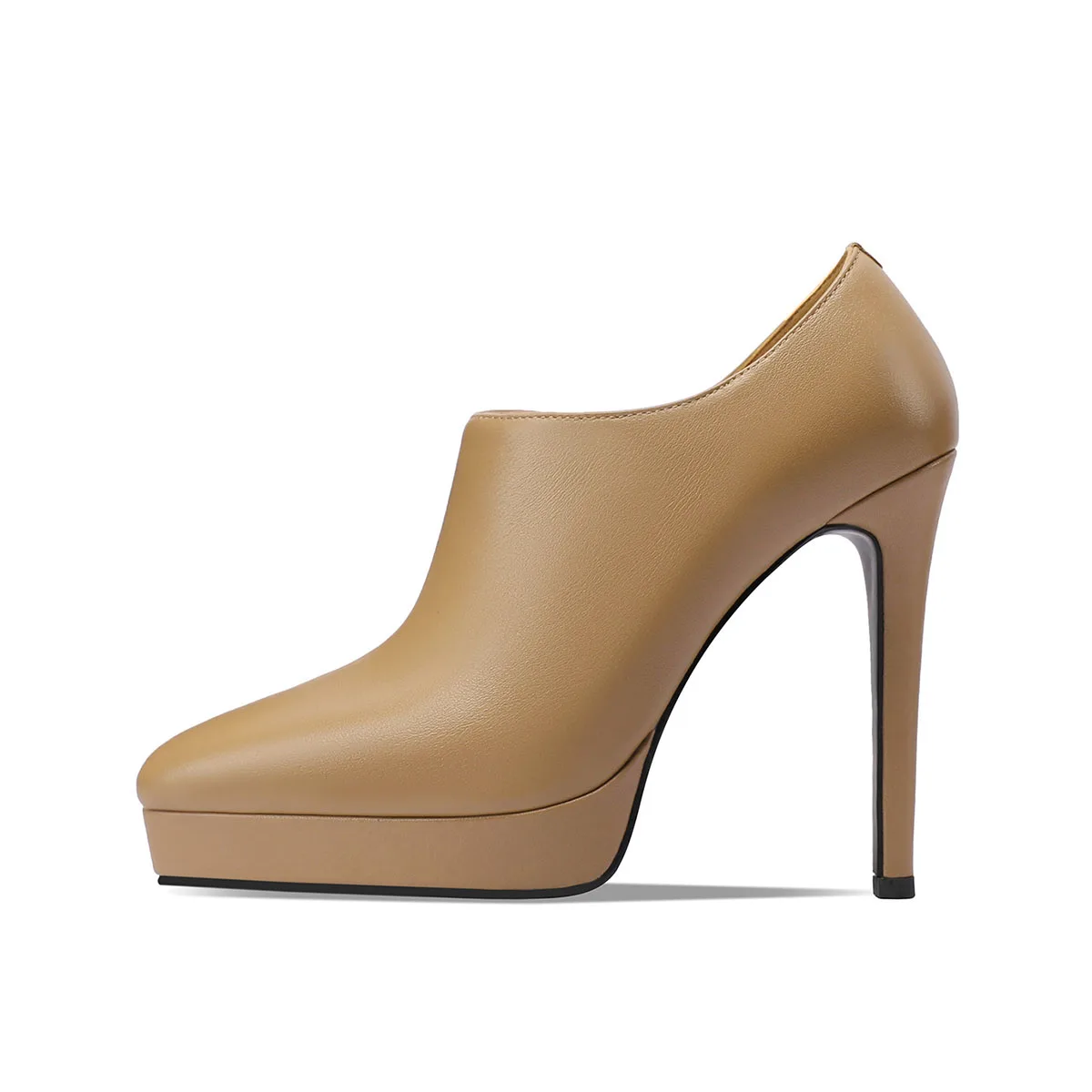 

Arden Furtado 2025 Spring cowhide Pointed to Platform Thin heels pumps Super high heel Side zipper Single shoe Commuter shoes