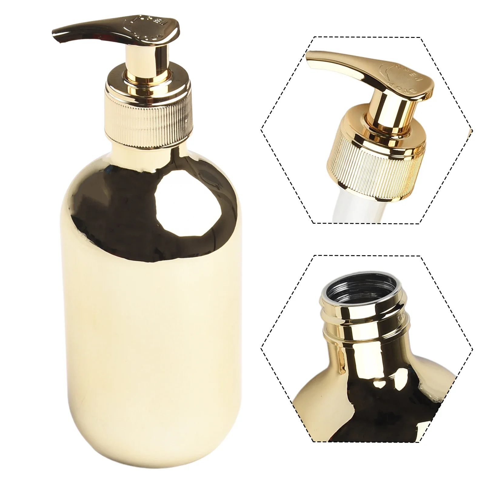 

Gold Chrome Finish Soap Bottles 300ml Hand Soap Dispensers Round Dispenser Suitable for Dish Soap Lotion Body Wash