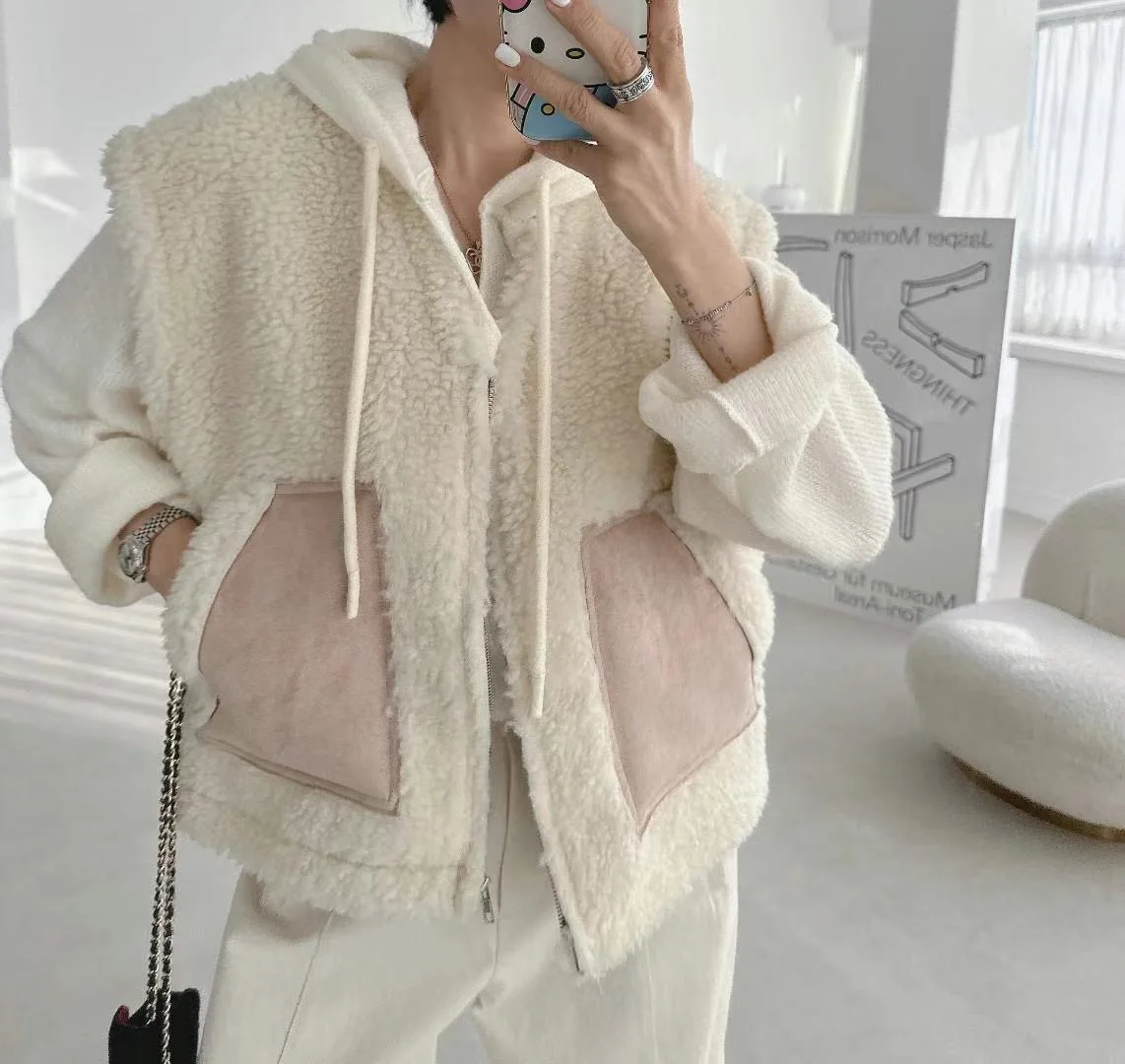 

2 цвета, осенне-зимний 2-сторонний жилет, женский повседневный свободный жилет из овечьего меха, толстый теплый жилет, женское пальто (W10391