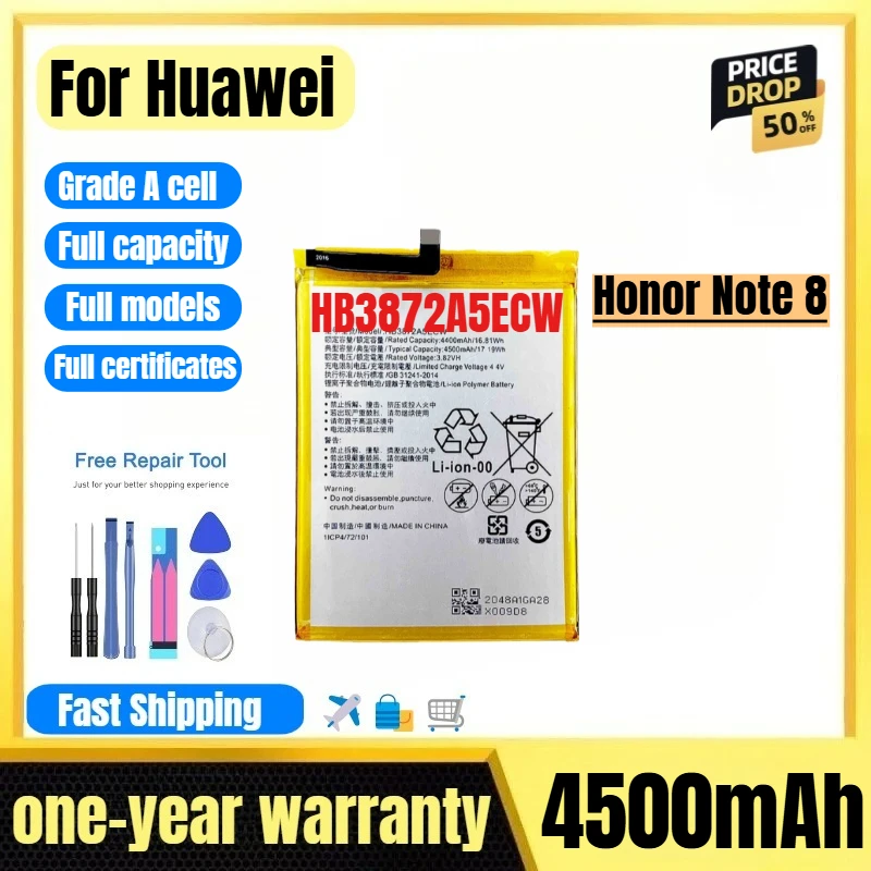 

HB3872A5ECW for Huawei Honor Note 8 Phone Battery 0 Cycle High Quality High Capacity Replacement Bateria Grade A Cell with Tools