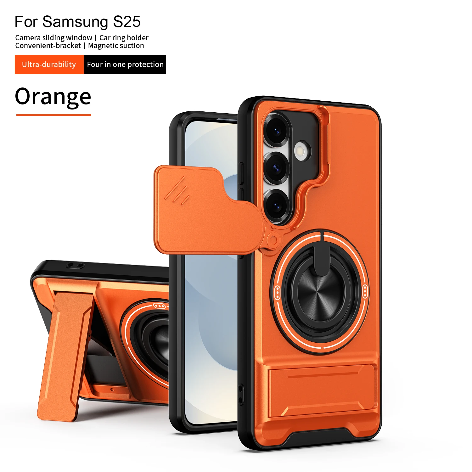For Samsung S25 Case Galaxy S25+edge Cover S25 FE Phone Case Magsafe Magnetic Fold Holder Military Armor Camera Protection Cover