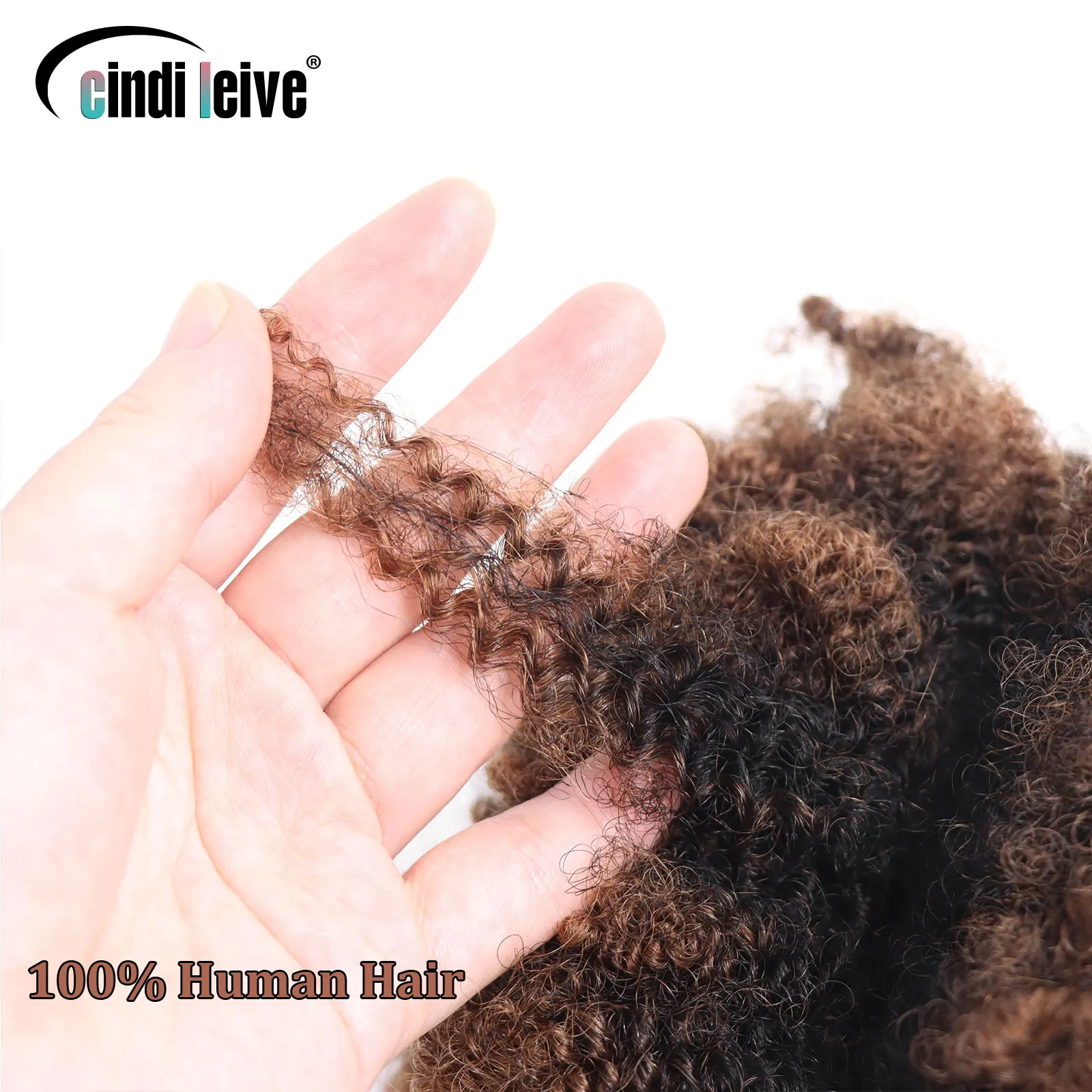 Capelli umani sfusi ricci afro crespi castani Ombre per intrecciare # 30- # 1- # 30 chiusure per estensioni dei capelli intrecciati all'uncinetto per trecce senza trama