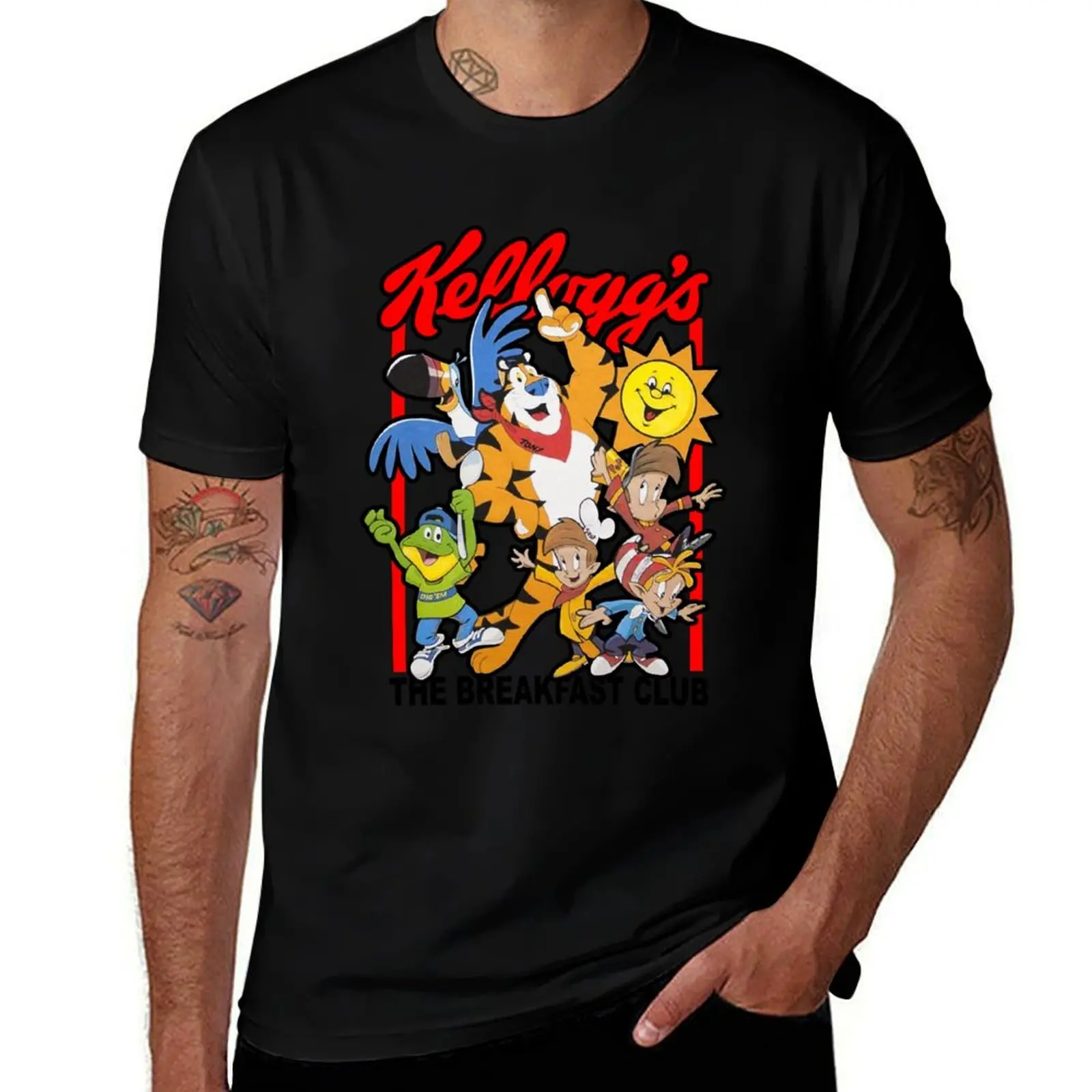 Camiseta The Breakfast Tee para hombre con personaje de cereales Kelloggs Club, camiseta holgada de talla grande