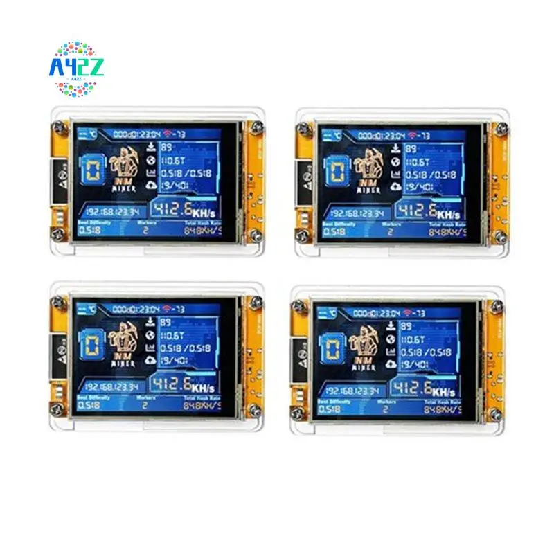 A42Z-4Pcs Bitcoin Nerdminer V2 Nmminer Hashrate 411KH/S ESP32 2.8 Inch Display Crypto Solo Lottery ESP32-2432S028R DROOM