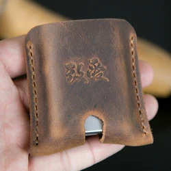 Genuine Leather Lighter Case Cowhide Custom Protective Sleeve Lighter Storage Holster Belt Bag Handmade for Zippo Lighter Case