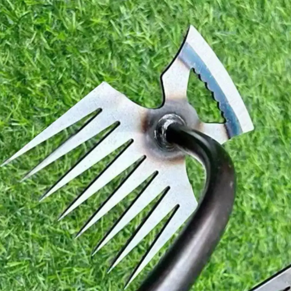 مجرفة مزدوجة الأغراض من الفولاذ المنغنيز ذات 8 أسنان مع مقبض مطاطي لحفر وإزالة الأعشاب الضارة وتخفيف أداة زراعة الحدائق المنزلية