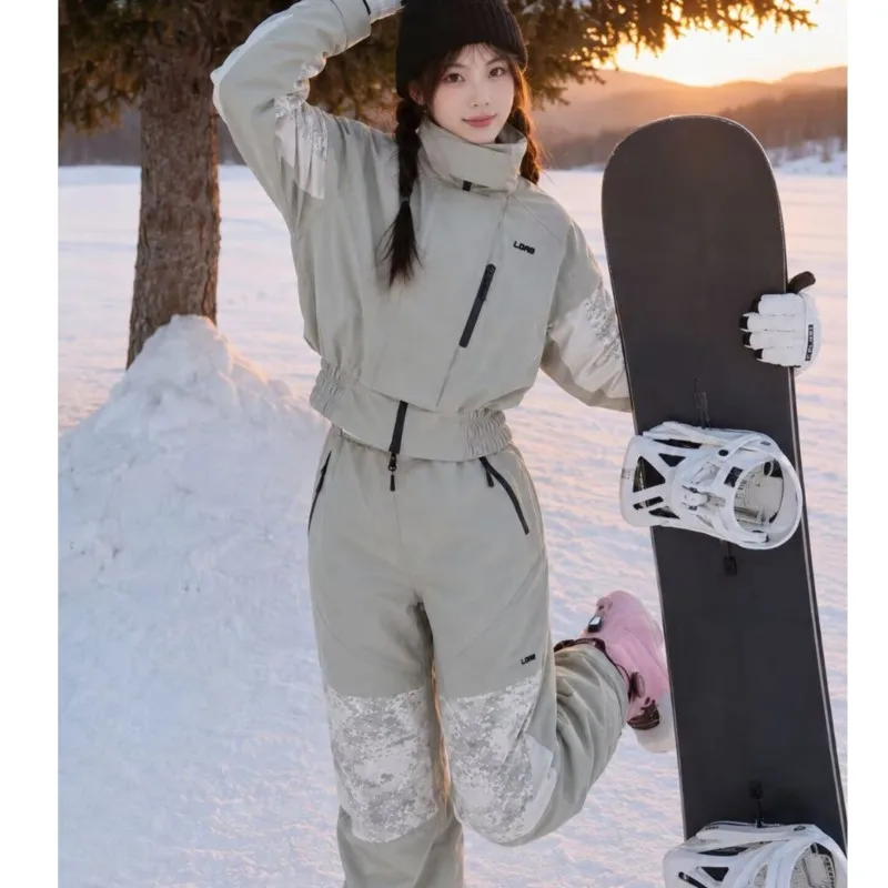 Green One-Piece Ski Suit Female Wind-Proof and Cold Protection Snow Suit Snowboard Jumpsuit лыжный костюм женский