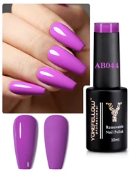 YOKEFELLOW Pink Purple Color 10ML Gel Nail Polish Spring Summer Semi Permanent Low Odor Long-Wear Gel Varnish For Manicure AB044