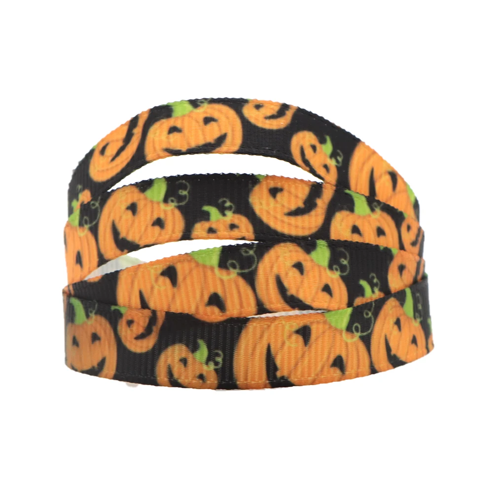 5 Yards Multi Size Halloween Grosgrain Ribbon DIY Spider Pumpkin Candy Printed Ribbon Wedding Gift Wrapping Craft,5Yc1102