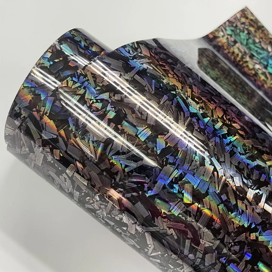 2025 pet brilhante laser holográfico corpo do carro laser forjando rolos de envoltório de vinil de fibra de carbono para carro