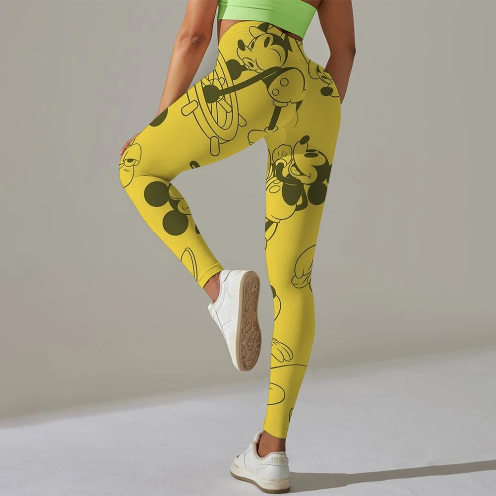 Dames sportlegging elastische perzik billen fitnessbroek met verhoogde heupen en hoge taille Mickey Mouse print yogabroek strak ﻿