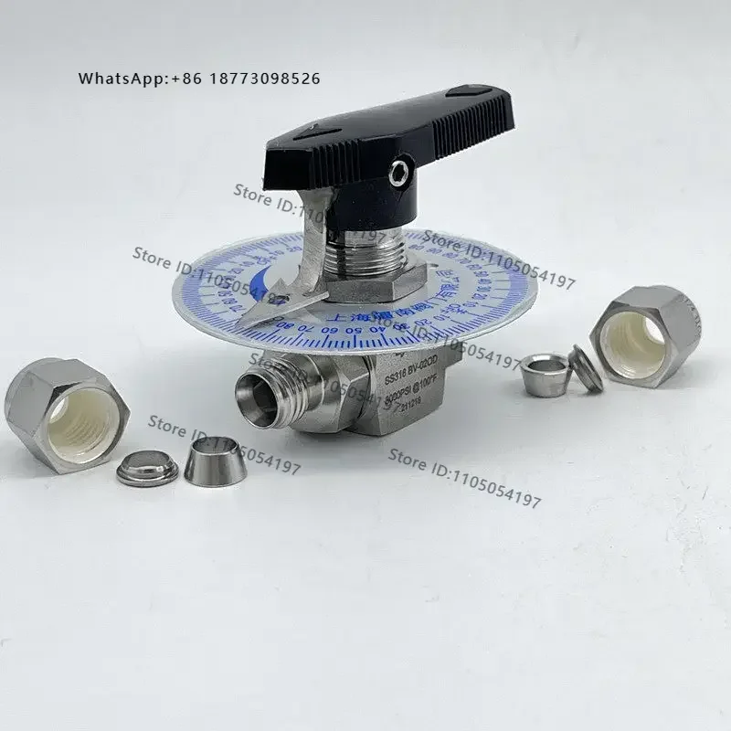 Scaled micro-control valve, metric/imperial gas source fluid, 316 ferrule internal thread, limited throttling ball valve