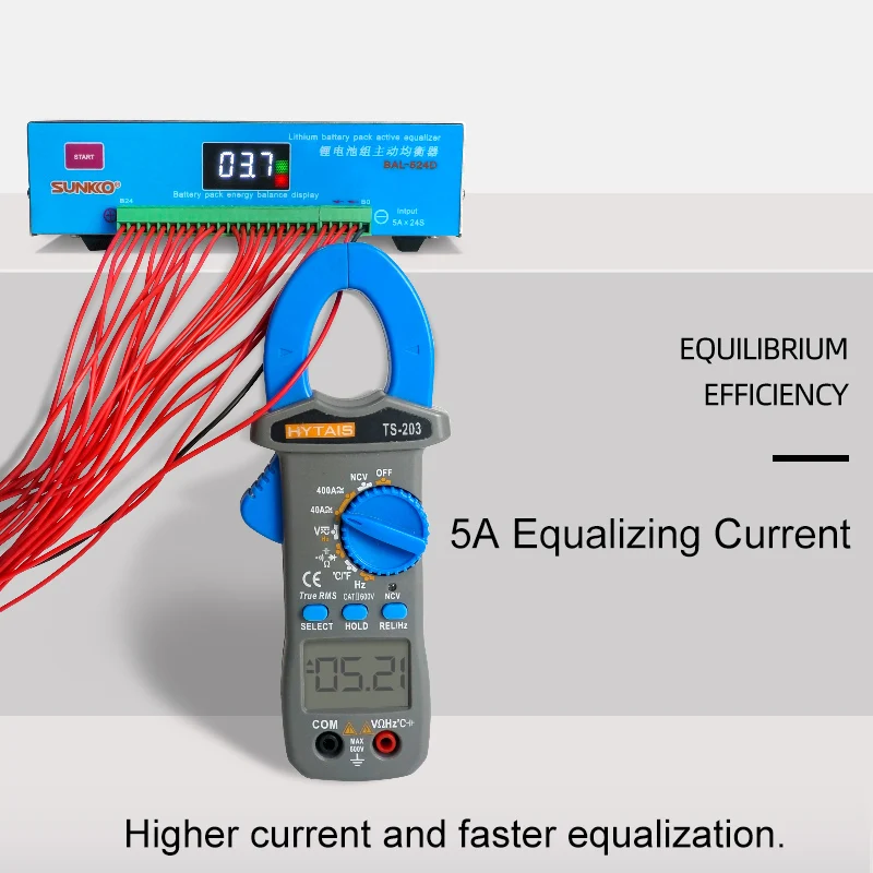 Imagem -05 - Sunkko-equalizador Ativo Bateria de Lítio Pressão Diferencial Capacidade Balanceamento Repair Meter Alta Corrente D524 424s 5a