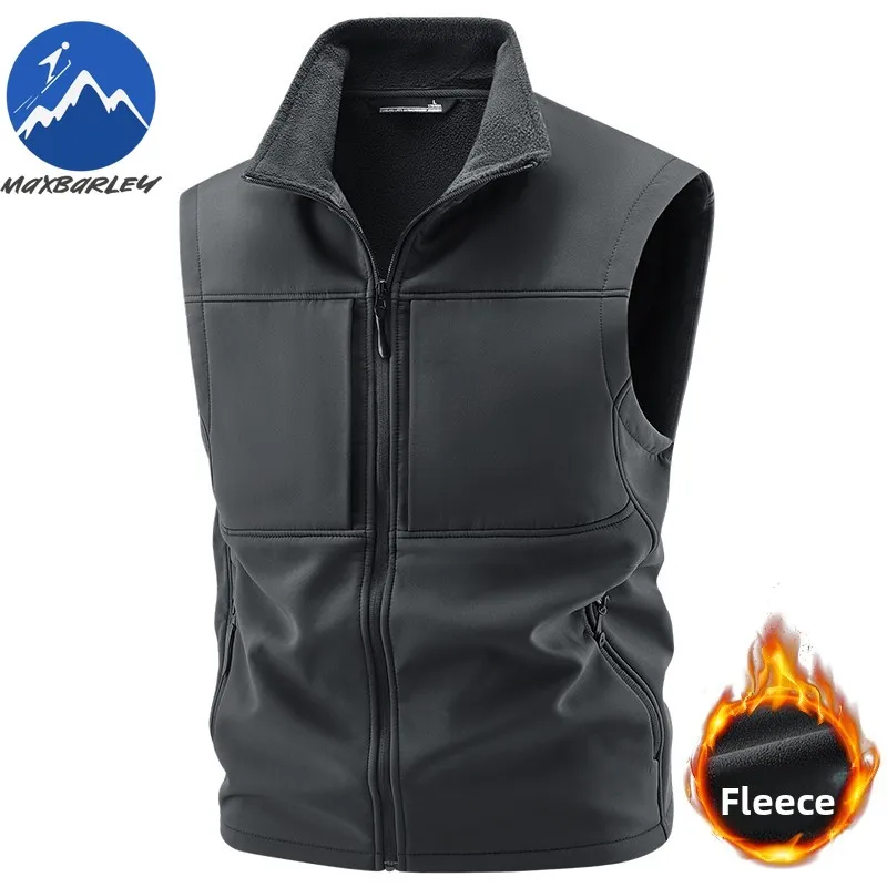 

Fashion New Softshell Vest Fleece Lined Outdoor Travel Windproof Sleeveless Vest 2026 Spring Autumn Stand Collar Comfort Jackets