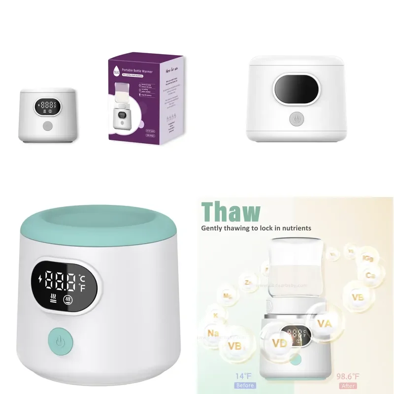Large Battery 8800mAh Fast Heating Milk Warmer ABS Multi-Temperature Adjustable N4 Milk Bottle Warmer