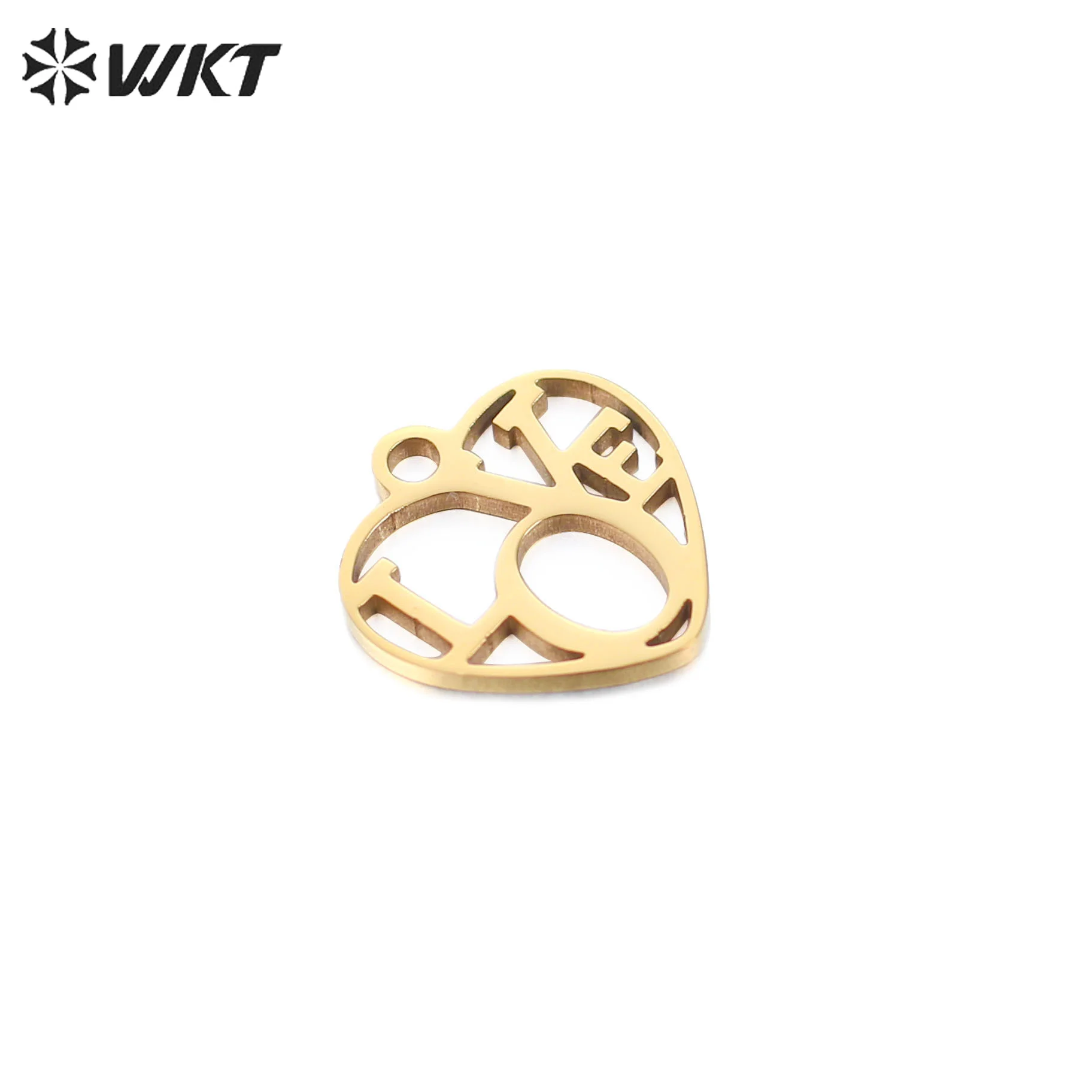 WT-SSP041 18K Package Gold Hollowed-out Heart-shaped Design Three-dimensional Lovers Necklace Bracelet Pendant Accessories