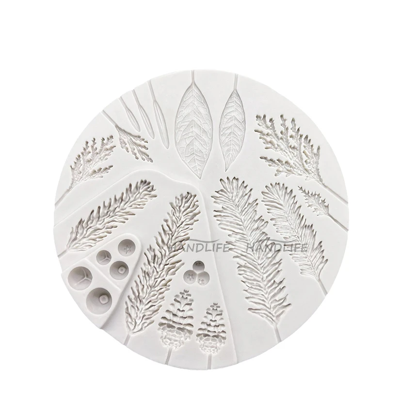 Leaf Foliage Christmas Tree Pineal Cone Silicone Sugarcraft Mold Resin Tools Cupcake Fondant Cake Decorating Tools