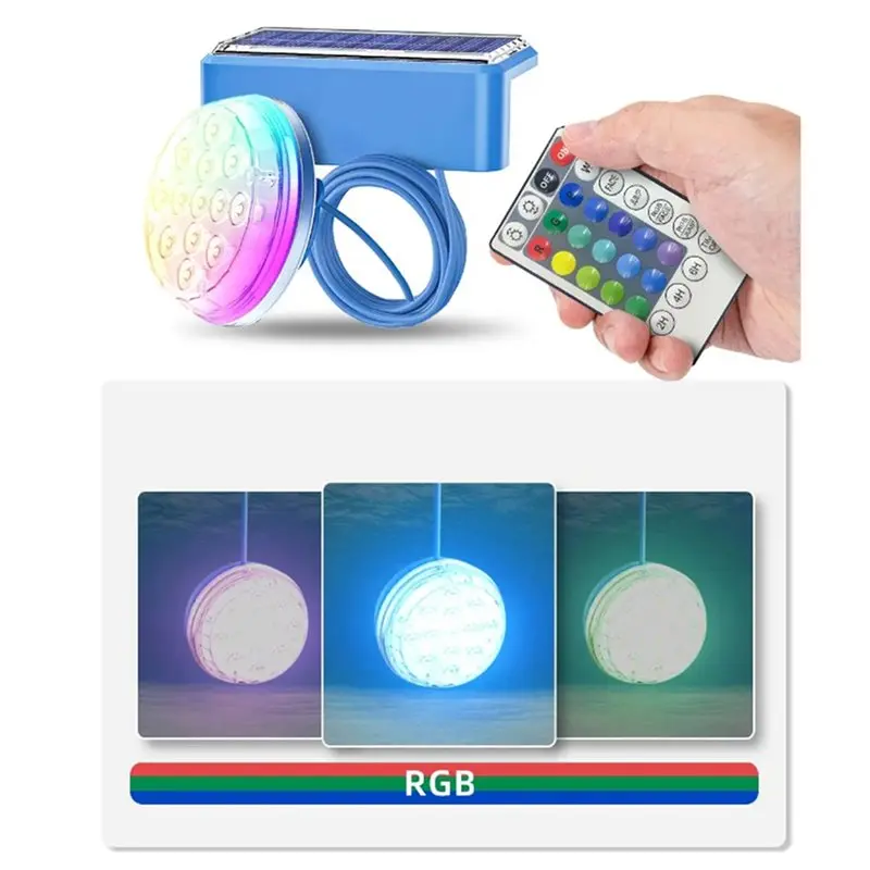 2Pcs Solar Pool Light IP67 Waterproof, 16 Color LED Underwater Light With Remote Control For Swimming Pools And Ponds