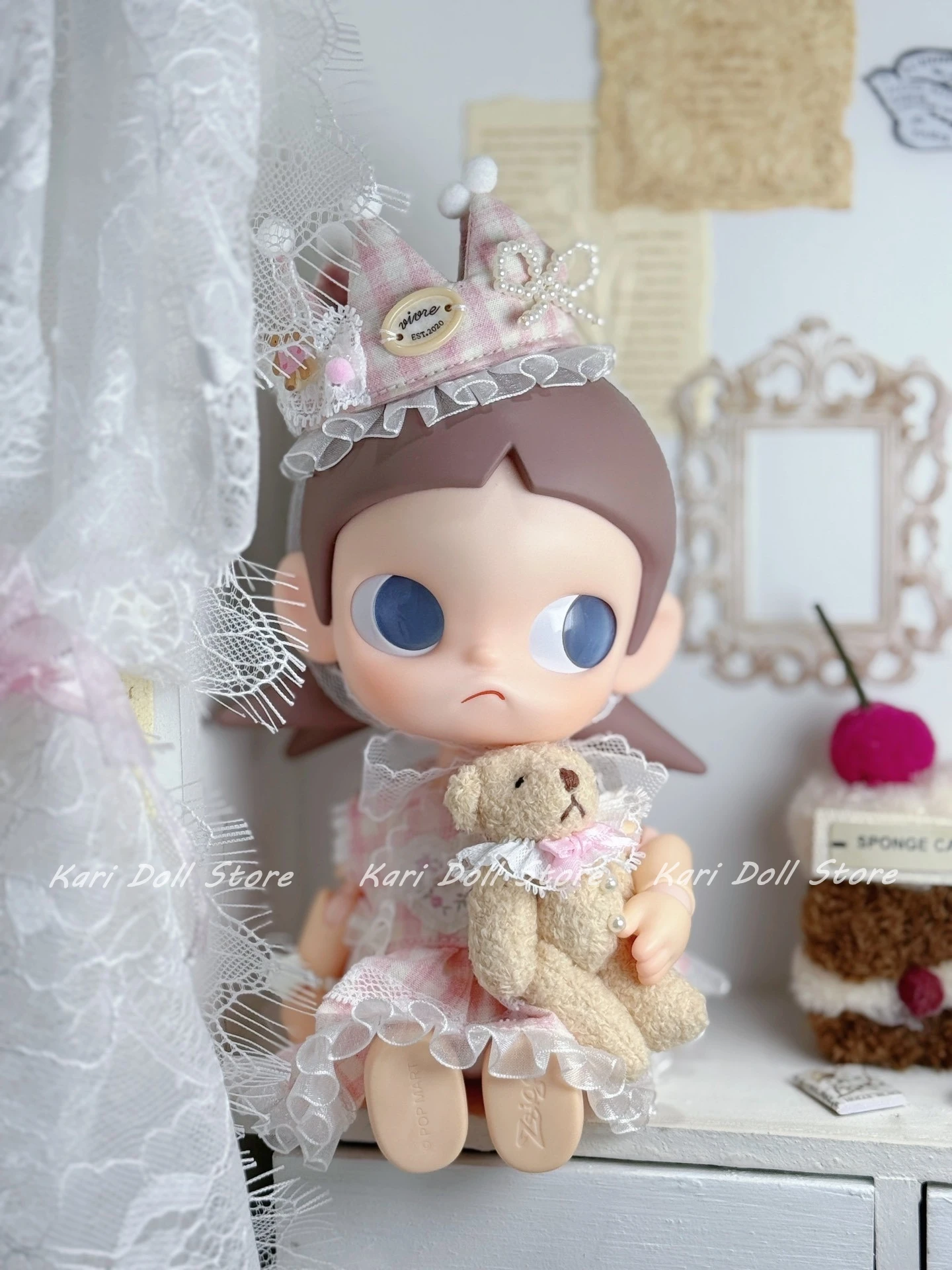 Kari Winkel Handgemaakte Jurk Kleding voor Zsiga 1l8 accessoires Pop 8 punten action figure Retro teddybeer gezwollen rok set