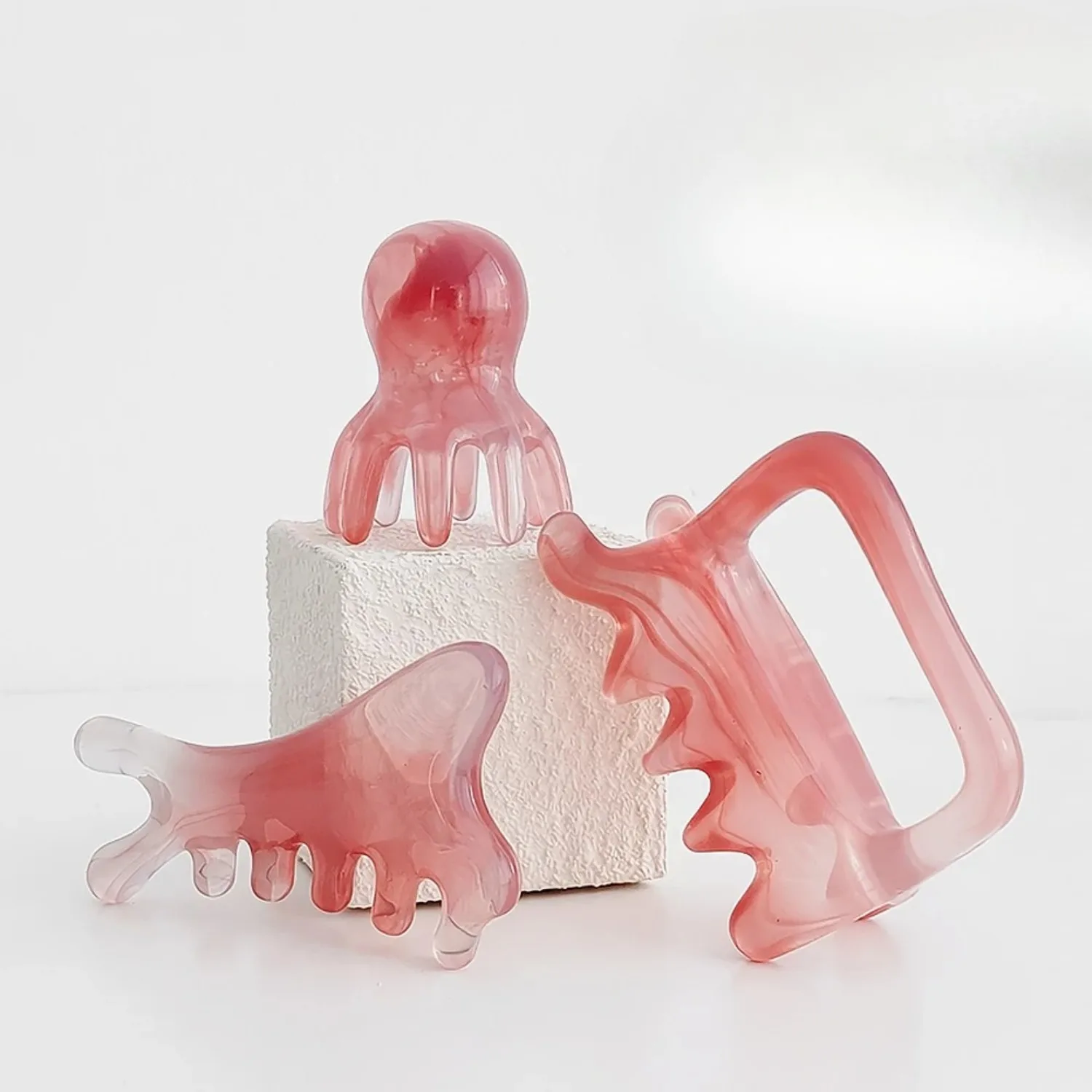 Juego de 3 Herramientas de Masaje Gua Sha de Resina, Herramienta de Drenaje Linfático para Raspado Gua Sha, para Cara, Espalda, Piernas, Moldeamiento Corporal Femenino
