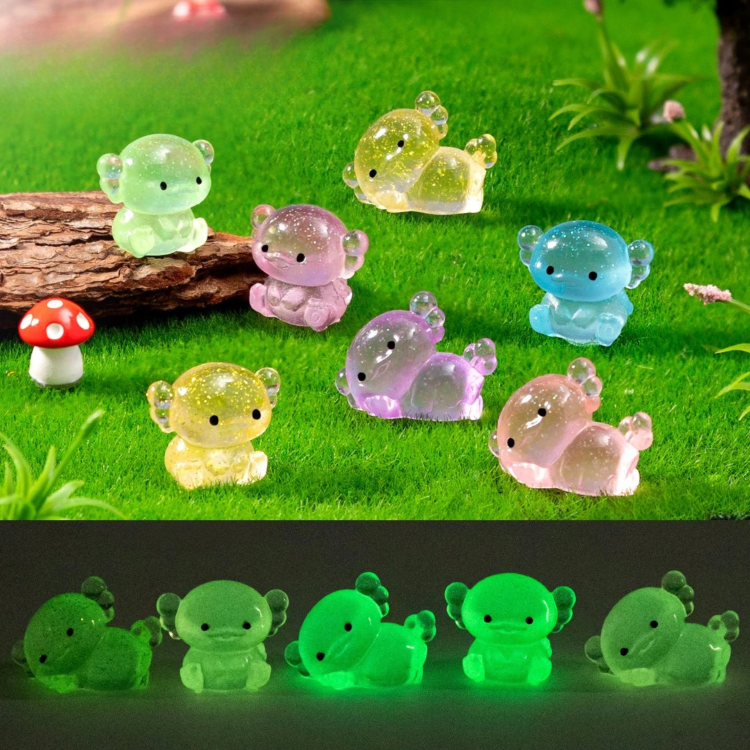 10-50 فلاش الدهون Axolotl المنمنمات Ambystoma المكسيكي يتوهج في الليل موس Microlandscape الديكور لطيف الحيوانات خزان الأسماك DIY بها بنفسك #2