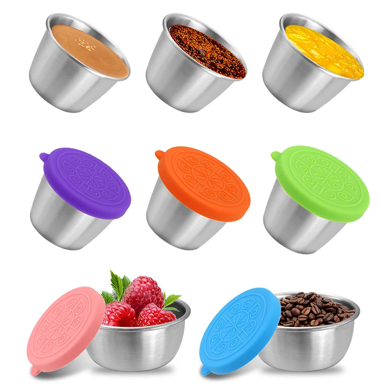 1Pc 50/70ML Sauce Cup 304 Stainless Steel Dipping Saucer with Lid Leak-proof Salad Dressing Container