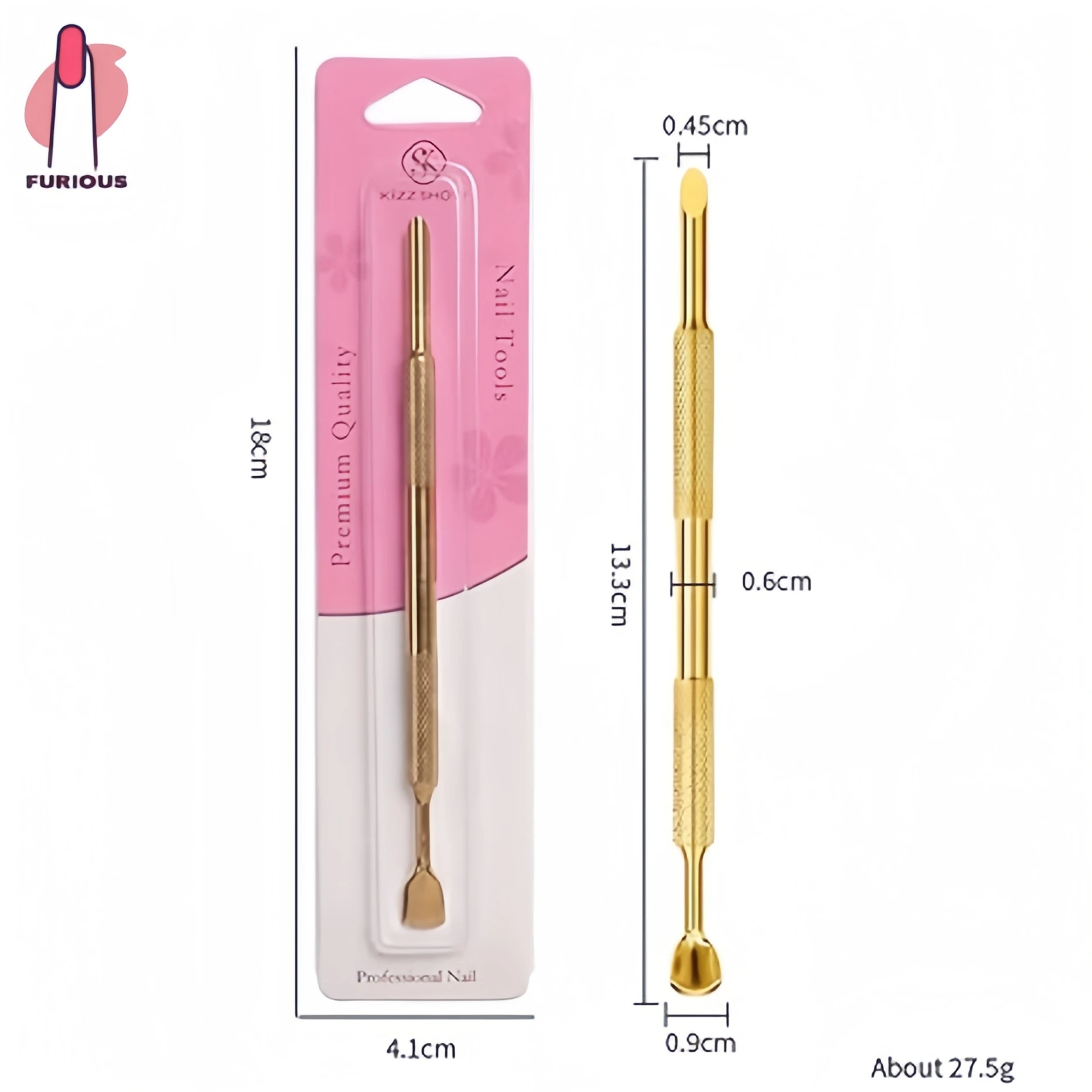 Spingipelle per unghie Strumento in acciaio inossidabile a doppia estremità per unghie Pre lucidatura Rimozione della pelle morta Strumento per il trattamento del manicure