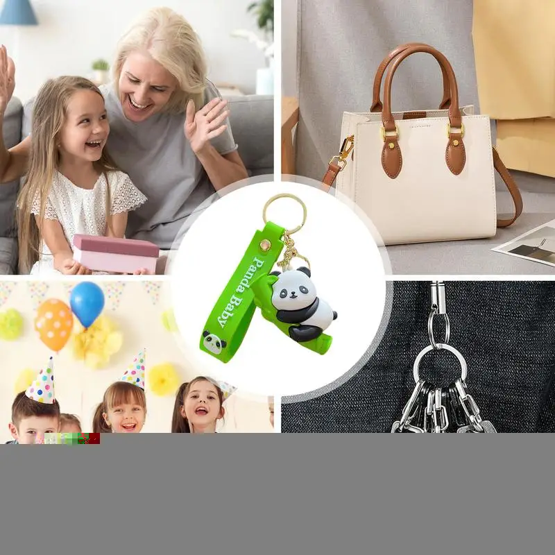 Cartoon Panda Keychain Creative Panda Pendant PVC Cartoon Keychain Cute Cartoon Panda Keychain Decoration Fashion Car Key