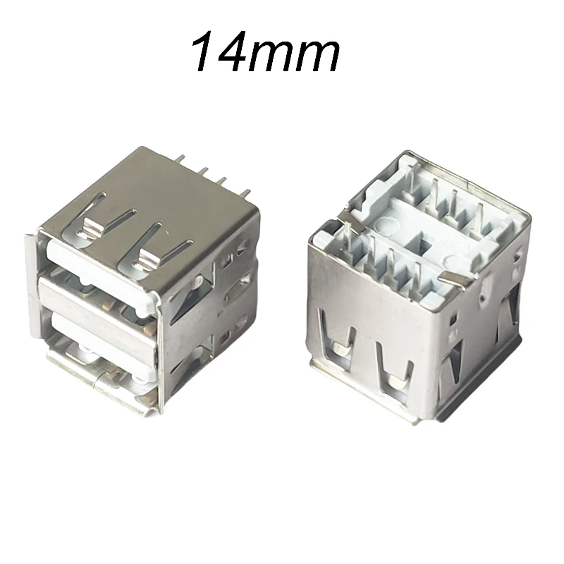 5pcs/lot Dual USB Connector Female 4 Bent/Straight Feet 8PIN DIP USB 2.0 Jack 180 Degree USB Female Socket L=17.0mm /14.0mm