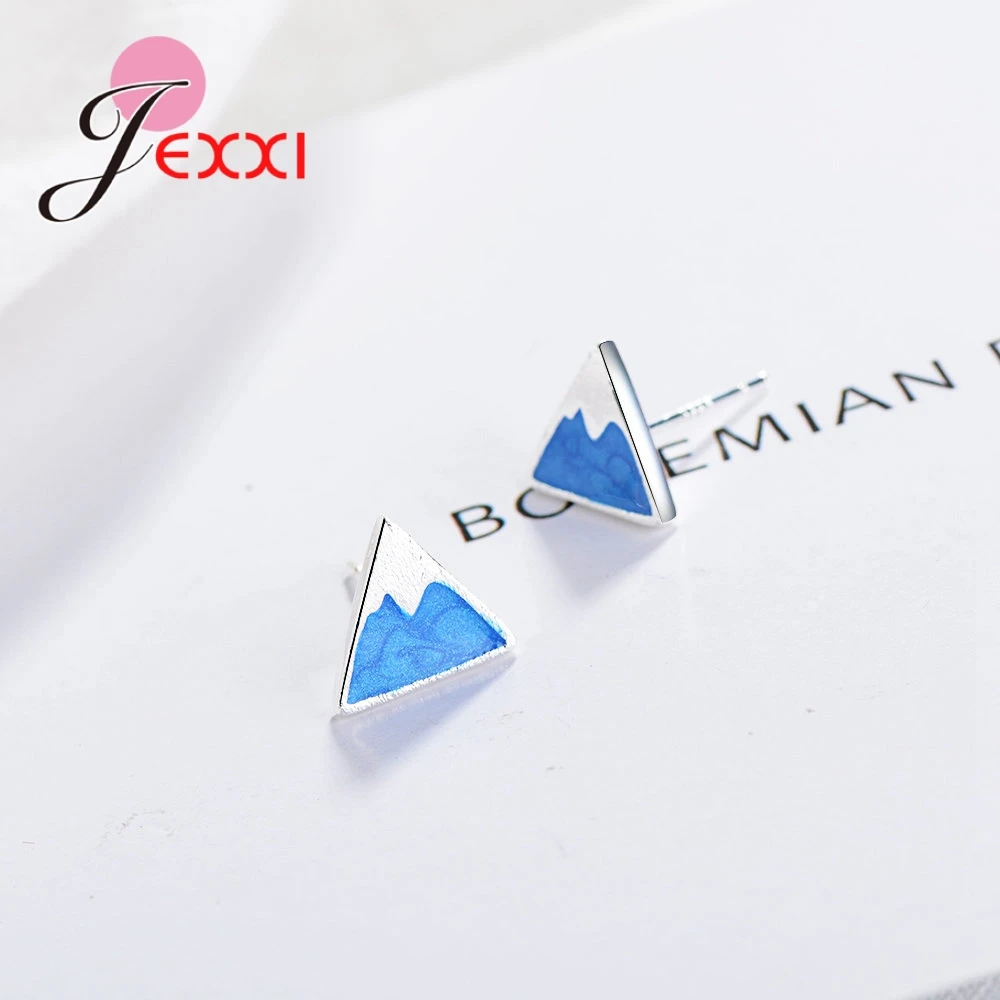 Triangular Snow Mountain Shape Trendy Popular Stud Earrings 925 Sterling Silver For Women Perfect Jewelry Wholesale