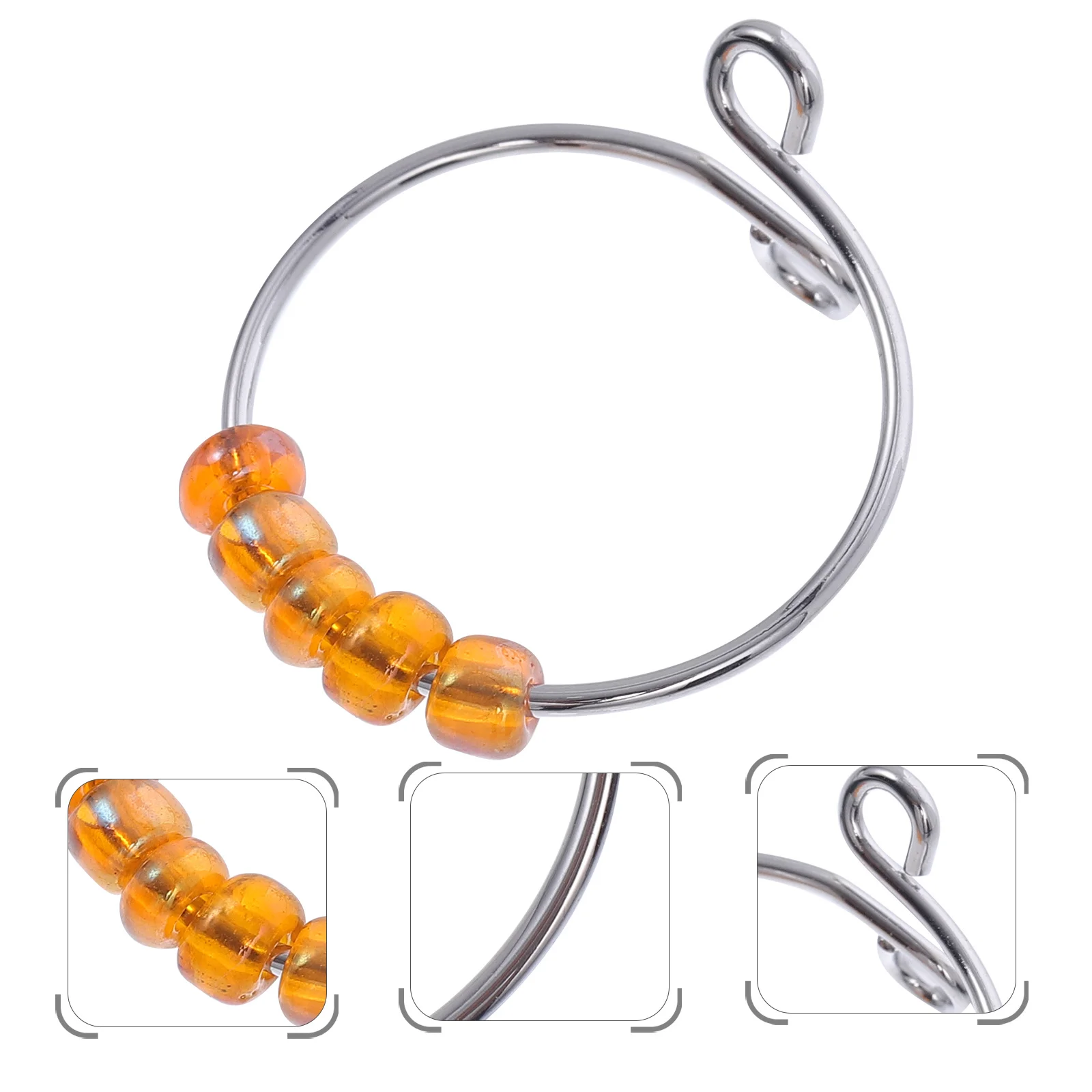 Anello Antistress con Perline di Vetro in Acciaio al Titanio, Elegante Anello Girevole per Ridurre lo Stress e il Comfort di Lunga Durata