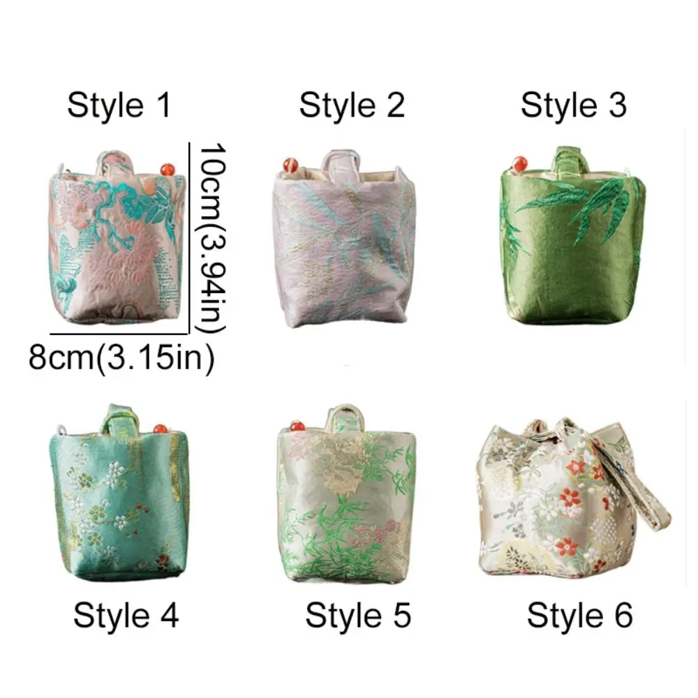 Chinese Style Teacup Cloth Pouch Storage Bag Makeup Bag Brocade Storage Bag Multifunctional Portable Embroidered Handbag Outdoor
