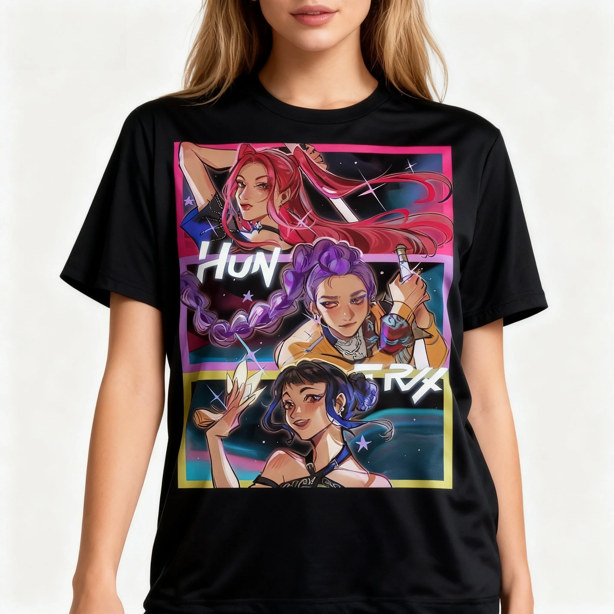 

Популярная милая летняя футболка Kpop Witch Hunting Team Tiger Same, модная уличная футболка большого размера, женский и мужской топ для взрослых и детей