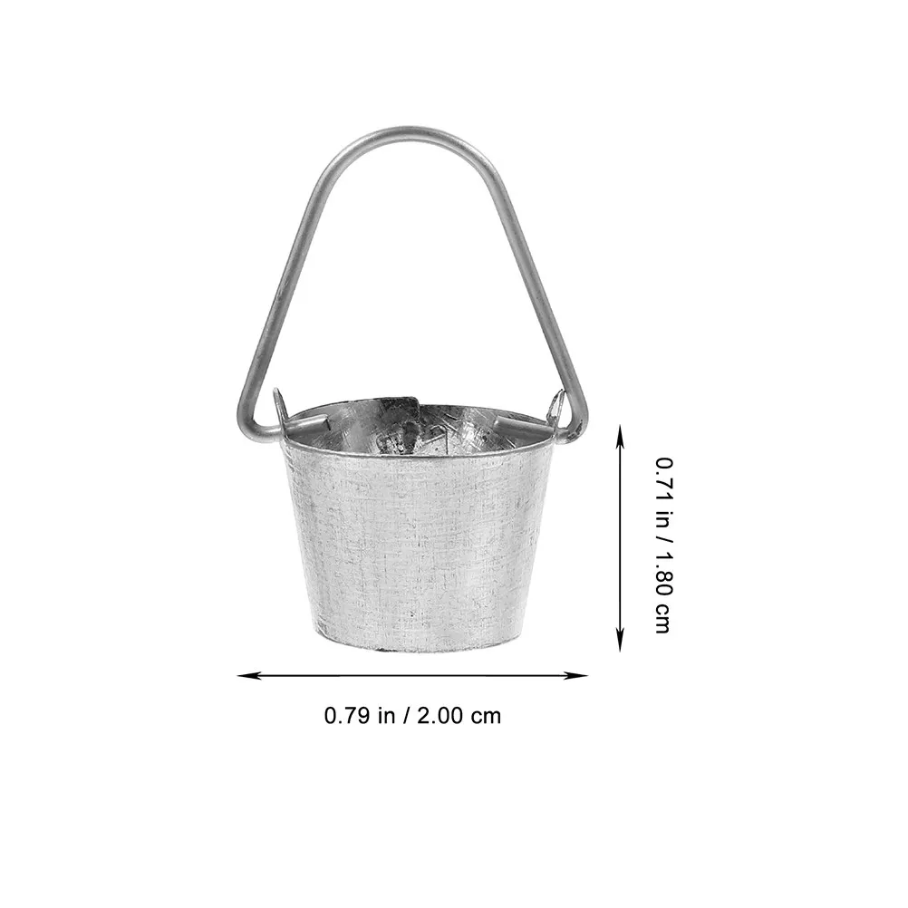 3Pcs Miniature Tin Bucket Set for Miniature Garden Scenes Realistic Small Metal Water Pail Decor Mini Barrel Flower Arrangement