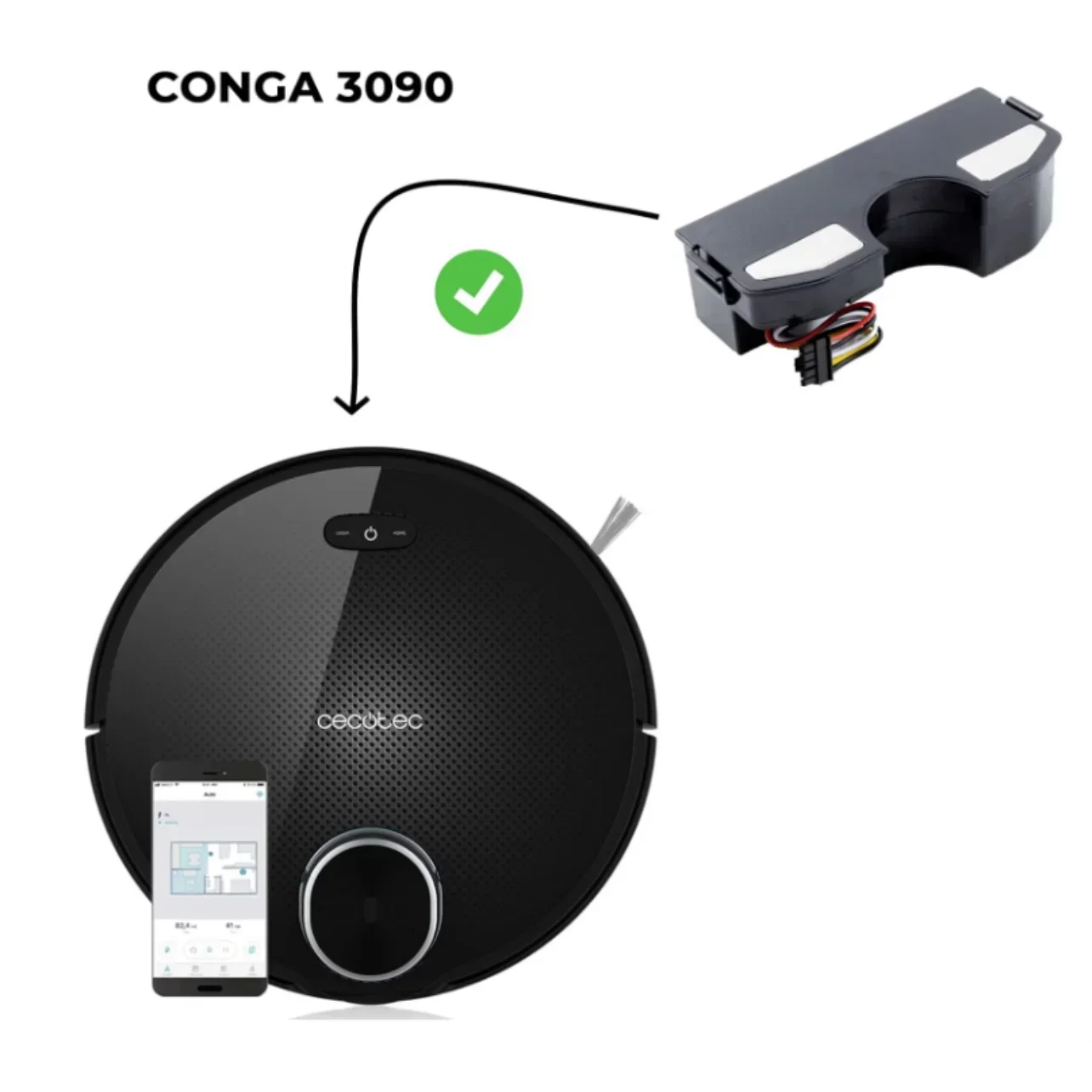 Batería de vacío 100% Original para CECOTEC CONGA 6800, 3090 mAh, 3091 mAh, 3092 V, Li-ion