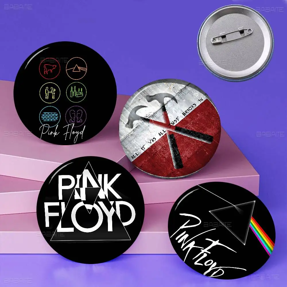 P-Pink-F-Floyds Rock Band Round Button Pins Slogan Creative Brooches Backpack Clothes Decoration Fashion Cartoon Jewelry Gifts