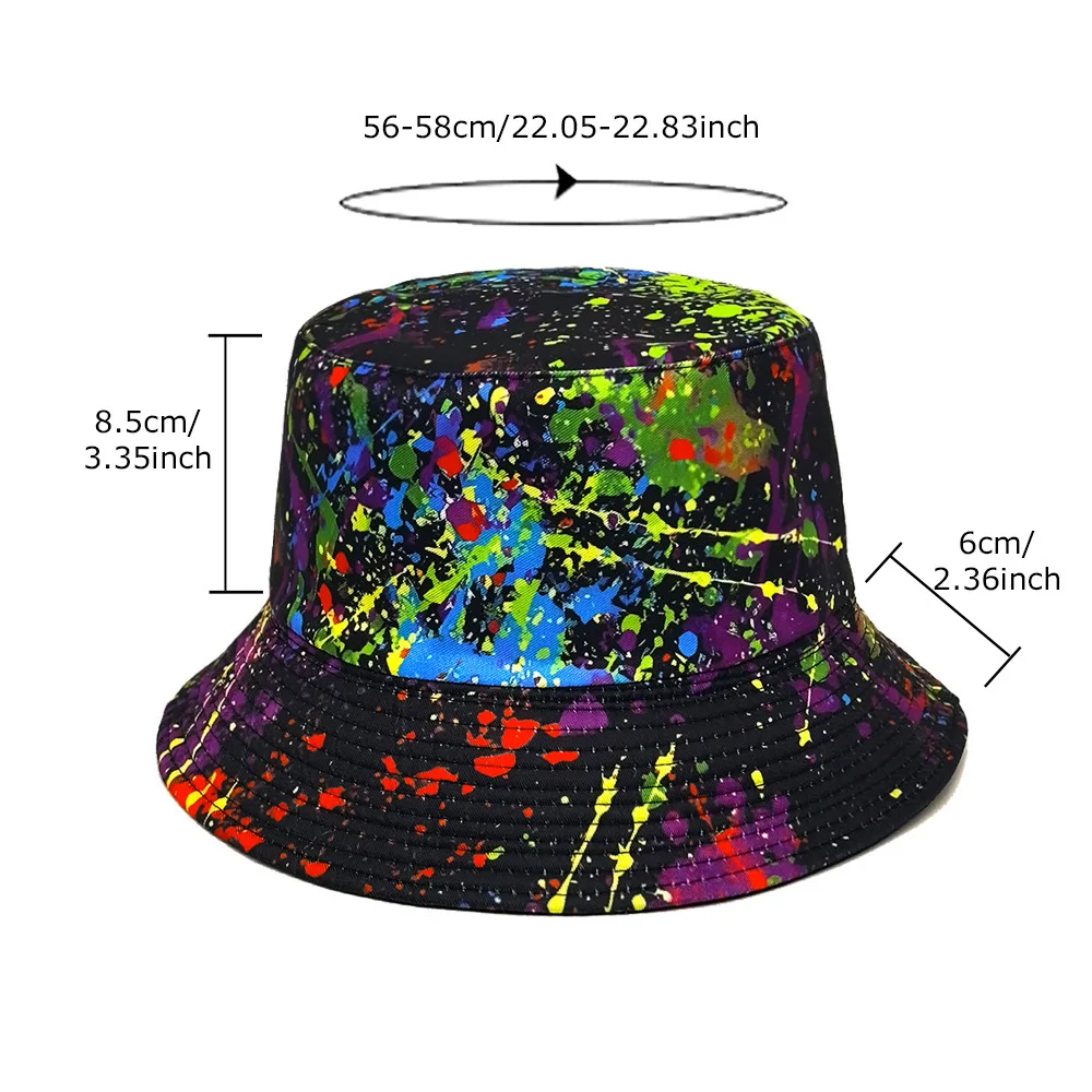 Fashion Graffiti Pattern Hiphop Panama Summer Sunscreen Fisherman Hat Women Man Decorate Bucket Hats Reversible Fisherman Hats 6
