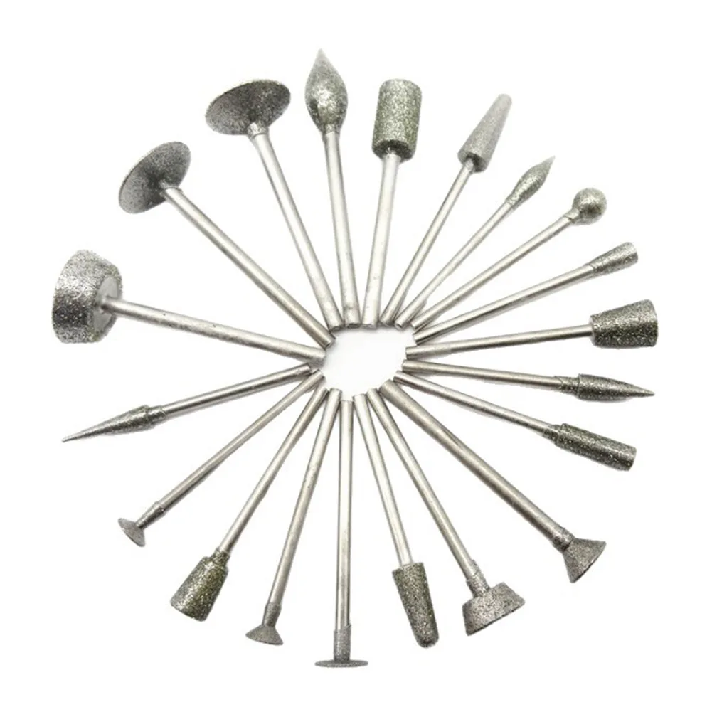 20 Pieces Grinding Bits Set for Carving Polishing Multi Shape Abrasive Tools for Detailed Work on Hard Materials