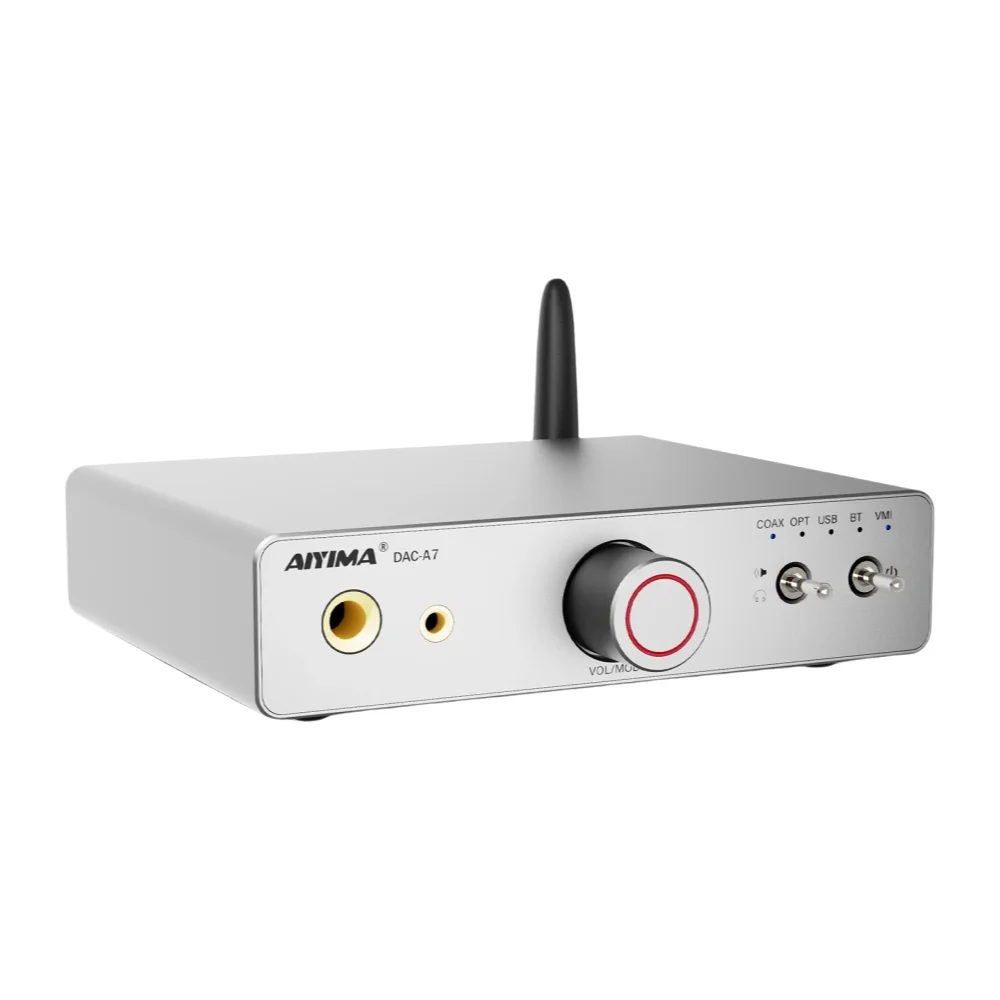 AIYIMA DAC-A7 Mini Stereo Audio USB-Decoder Kopfhörerverstärker Bluetooth 5.4 ES9038Q2M für Heim/Desktop Aktiv-Lautsprecher