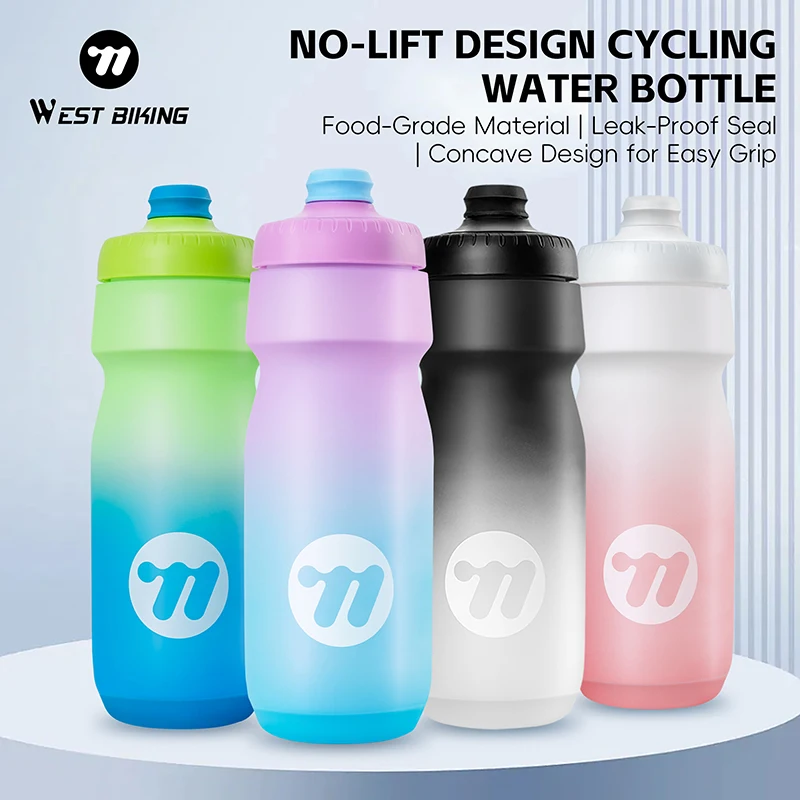 WEST BIKING Cycling Water Bottle Ultra light Leak-proof squeezable Taste-free Bicycle Kettle MTB Road Bike Gradient Water Bottle